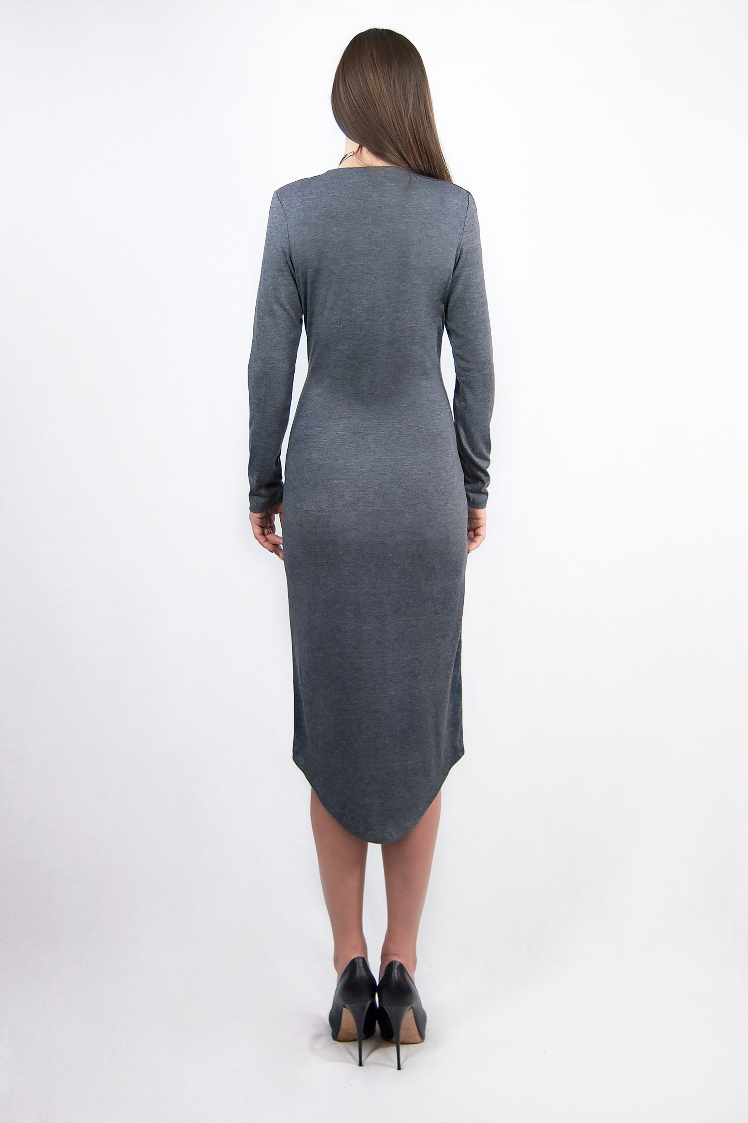 Gray dress with drapery in front